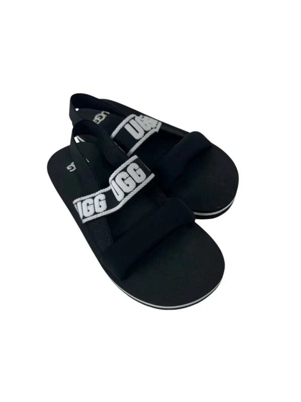 UGG Girls Zuma Sling Sport Sandals Black/White SZ 3 Lightweight Elastic Straps